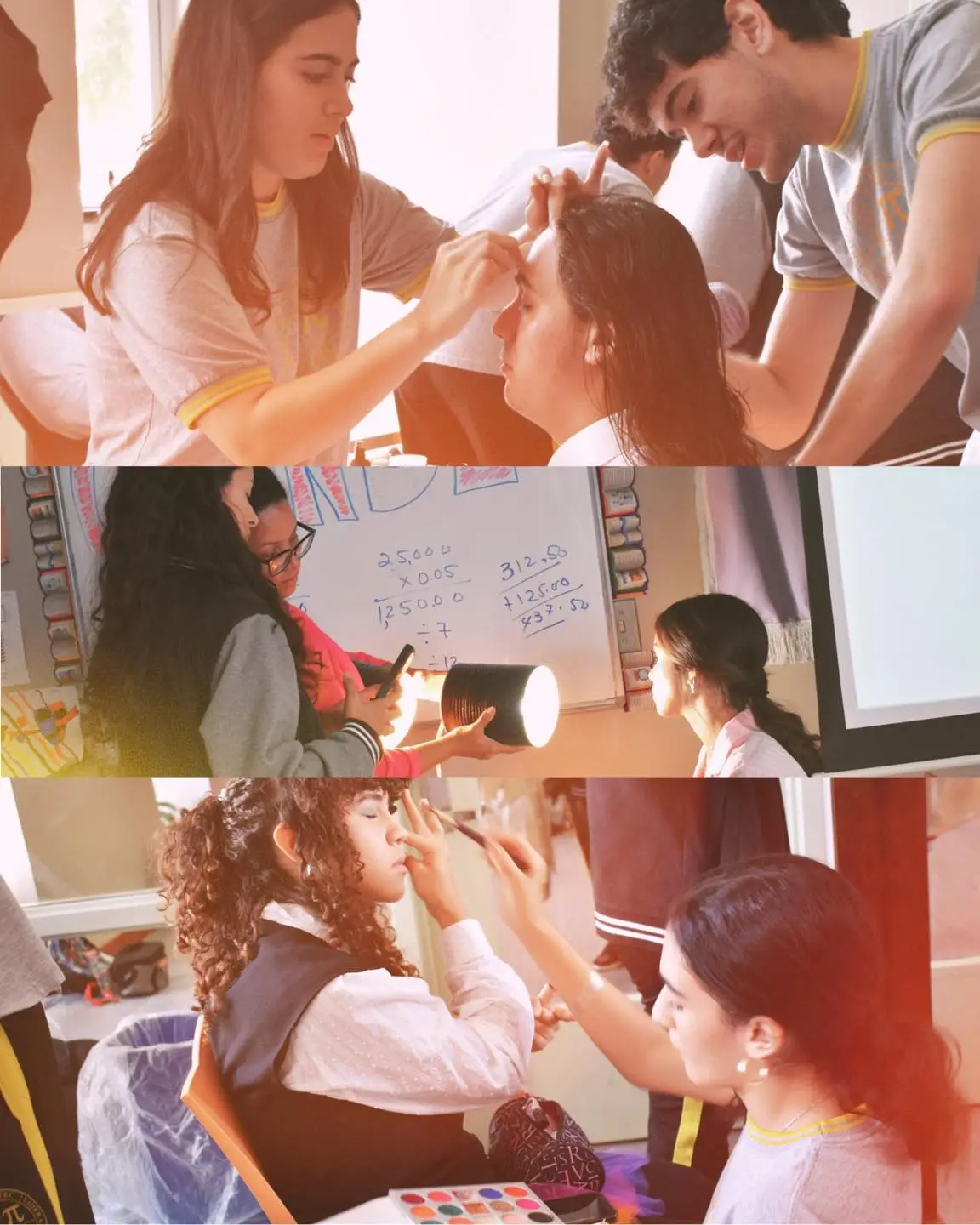 Estudiantes ensayando la obra Te imaginas si...